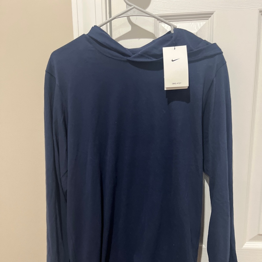 Nike Dri-FIT Long Sleeve Hoodie Tee Navy Men’s Size Small